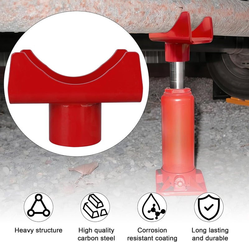 LVACODV Bottle Jack Adapters, Axle Saddle for 2", 3", 4" Round & 2" Square Tube, Bottle Jack Extension for RV Trailer, Within 1.5" Lifting Platform, Garage, Farm & Ranch (Red) - Image 3